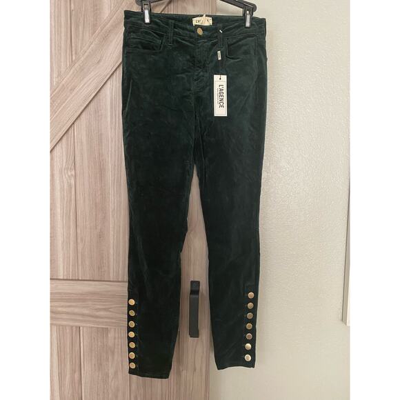 NWT L’AGENCE piper high rise skinny in Evergreen velvet size 25 - Picture 3 of 8